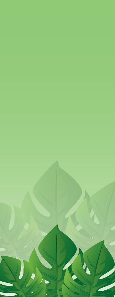 A green background with a bunch of tropical leaves vector