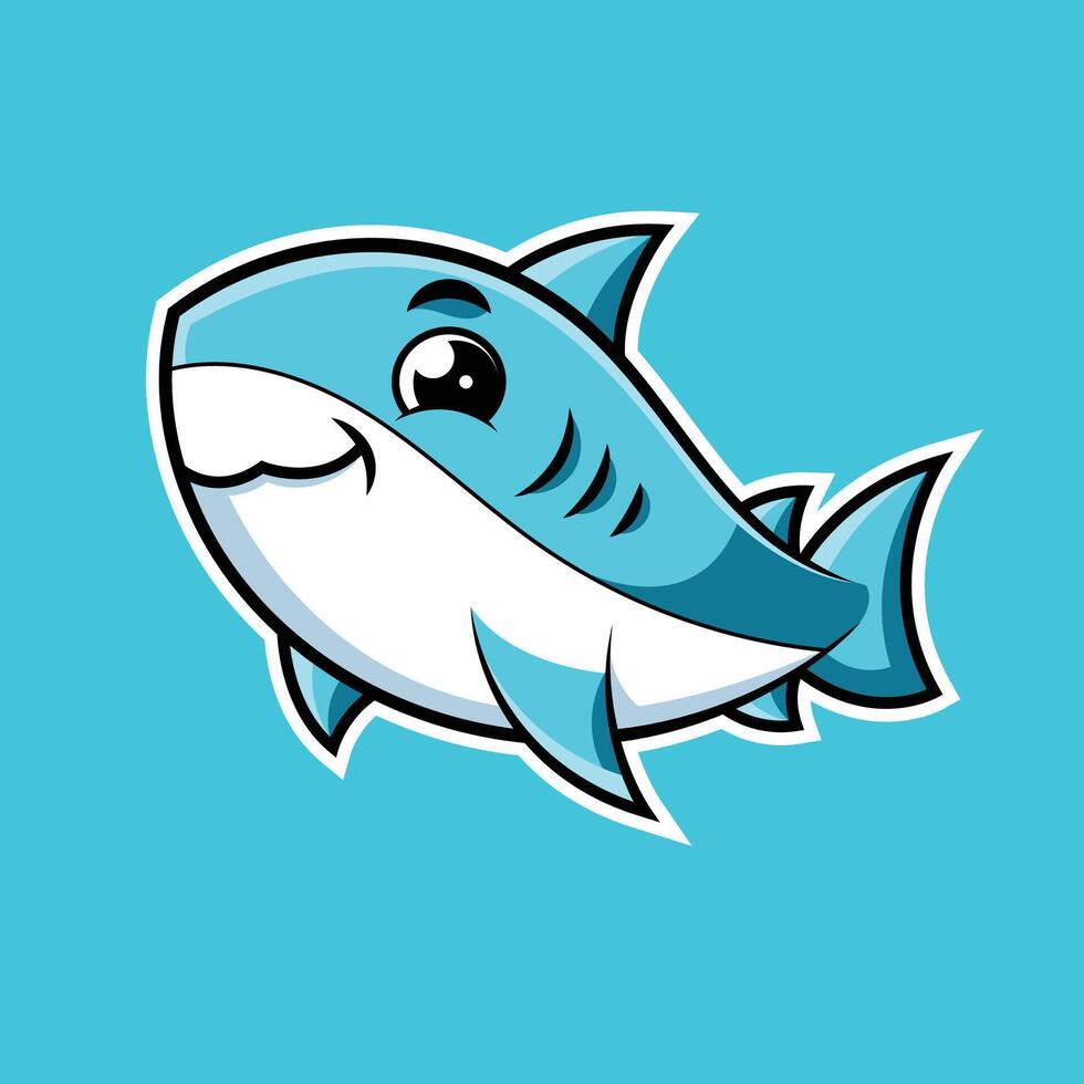 Cute Shark Cartoon Mascot Illustration Design vector