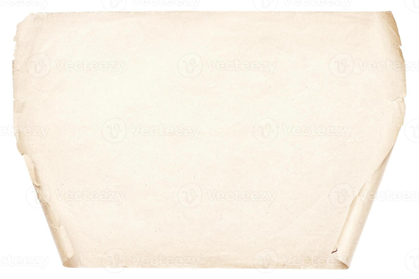 vintage scroll isolated on white. old manuscript paper texture with copy space photo