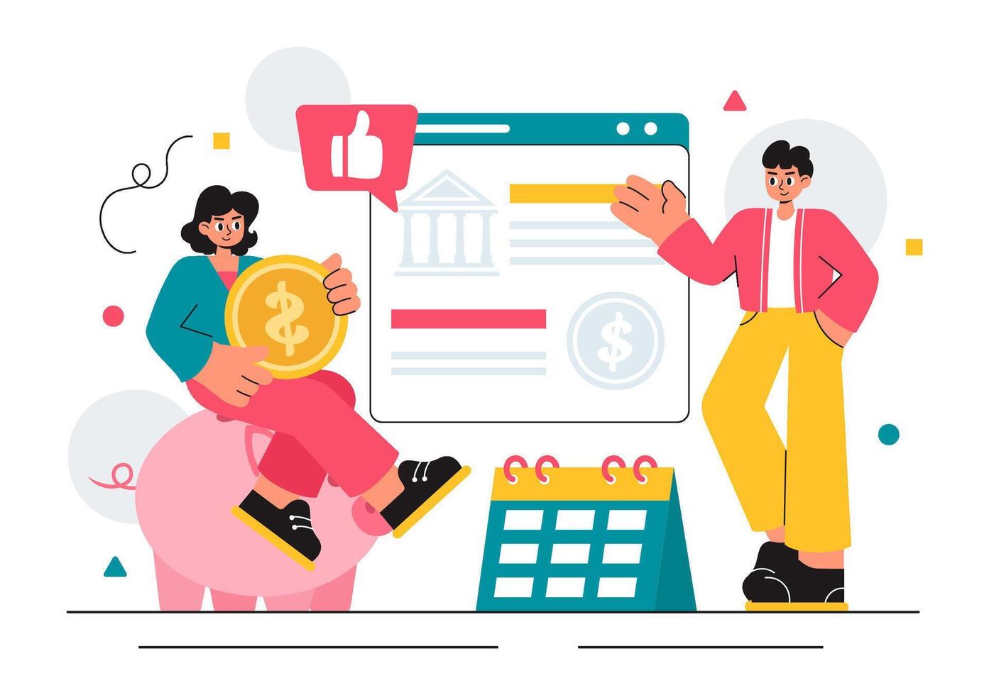 Employees Receiving Payments Illustration with Banking Transaction Themes vector