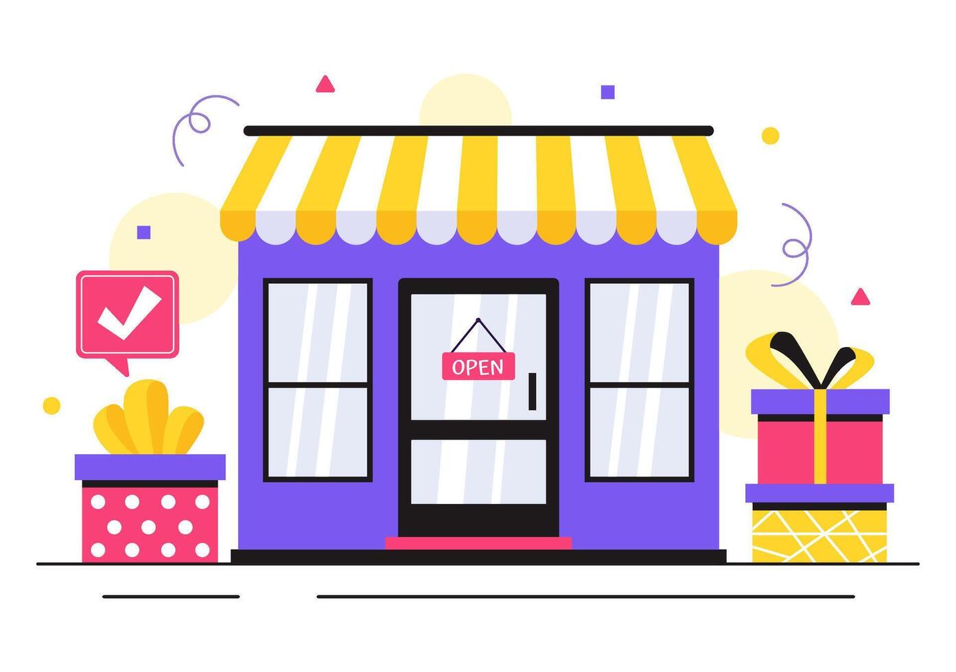 Cartoon Illustration of a Gift Box with a Ribbon and Confetti for Celebration Themes vector