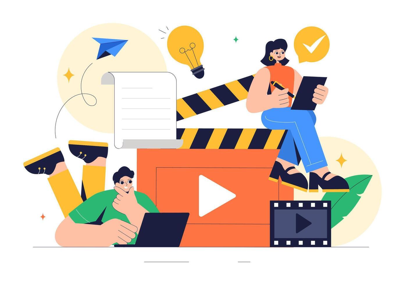 Film Scriptwriter Illustration Highlighting Creative Writing for Filmmaking and Cinematography vector