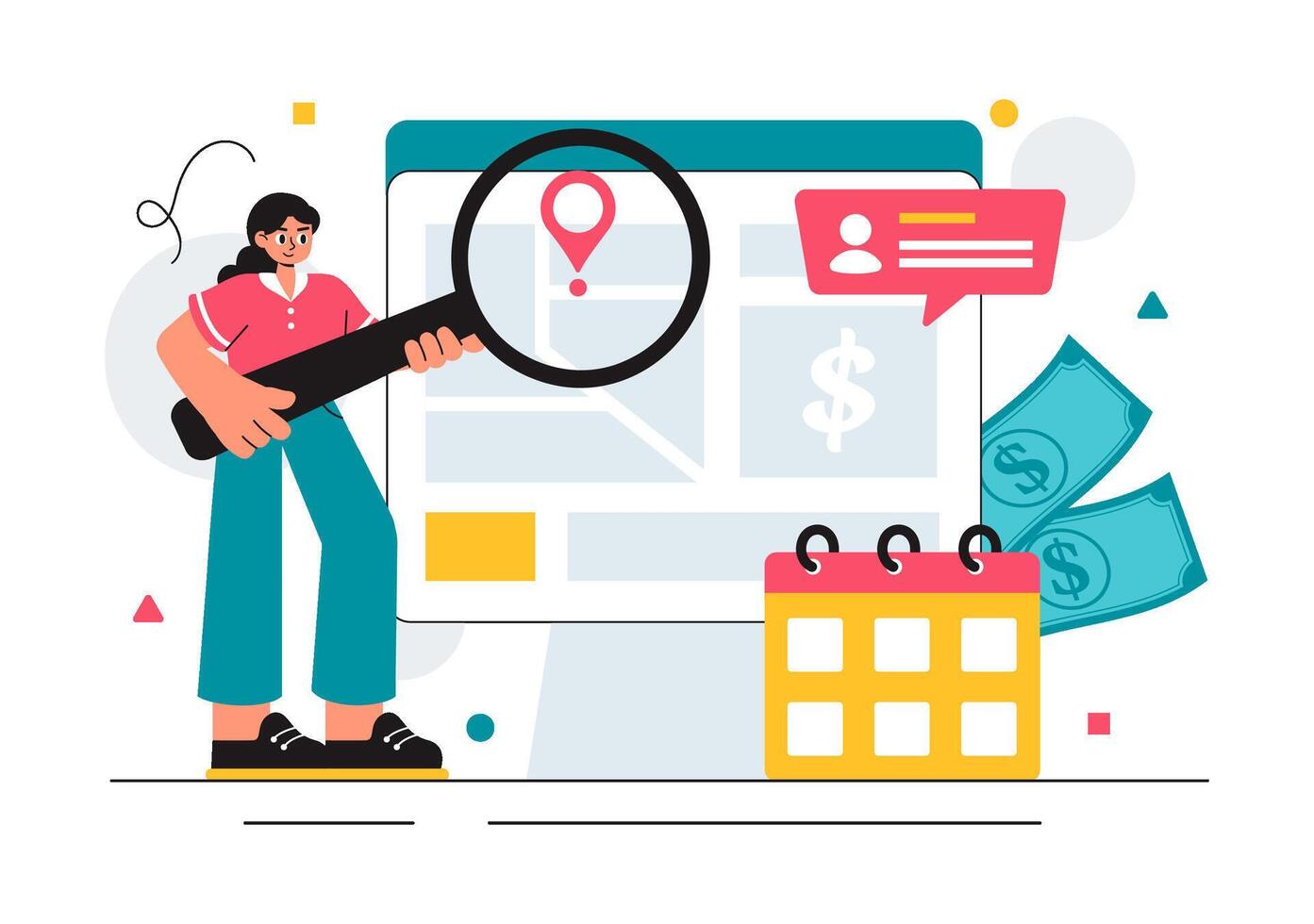 Banking Encashment Illustration with Employees Receiving Payments in a Flat Style Design vector