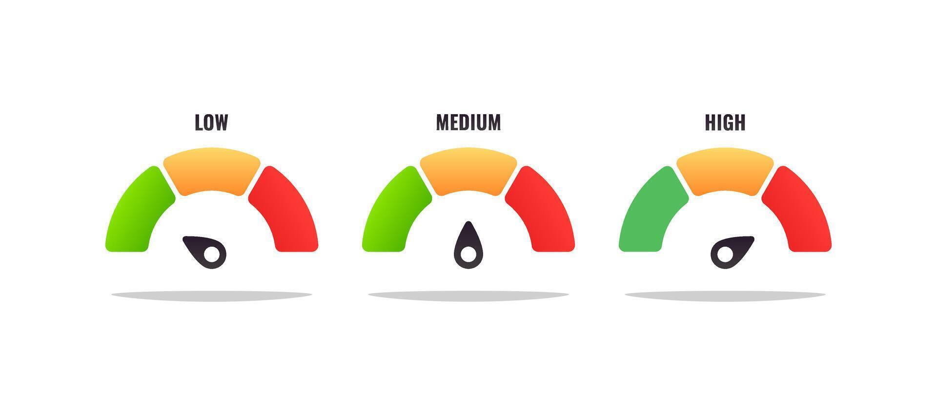 High and Low risk gauge isolated on white background. vector