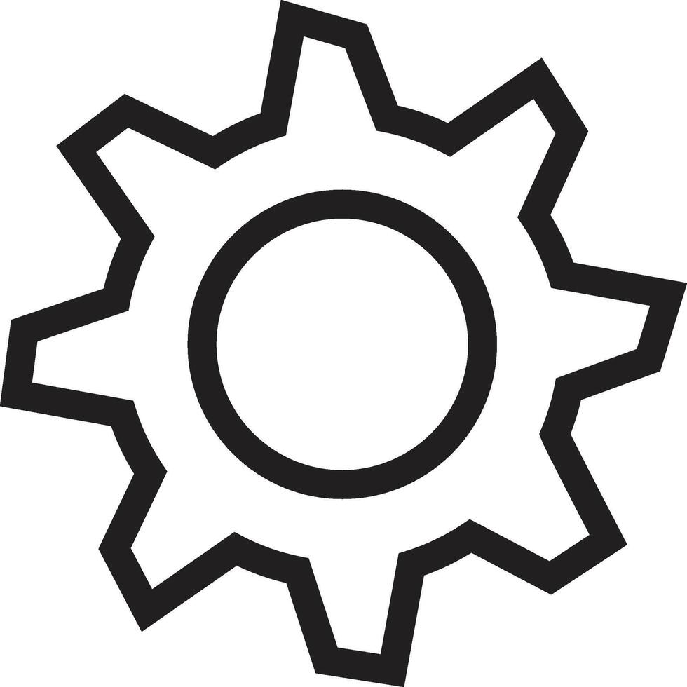 A black and white gear icon on a white background vector