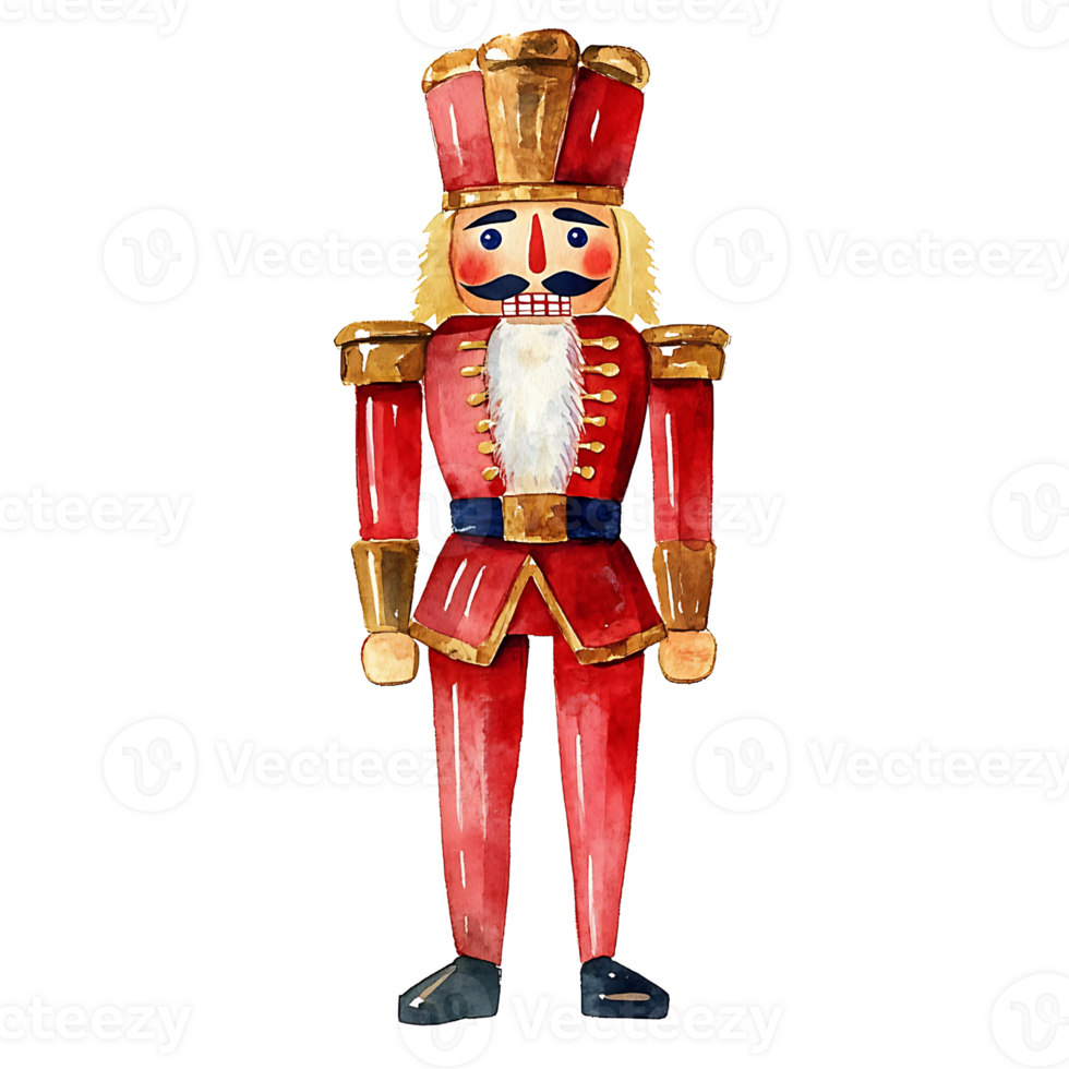 Nutcracker soldier in festive red and gold attire png
