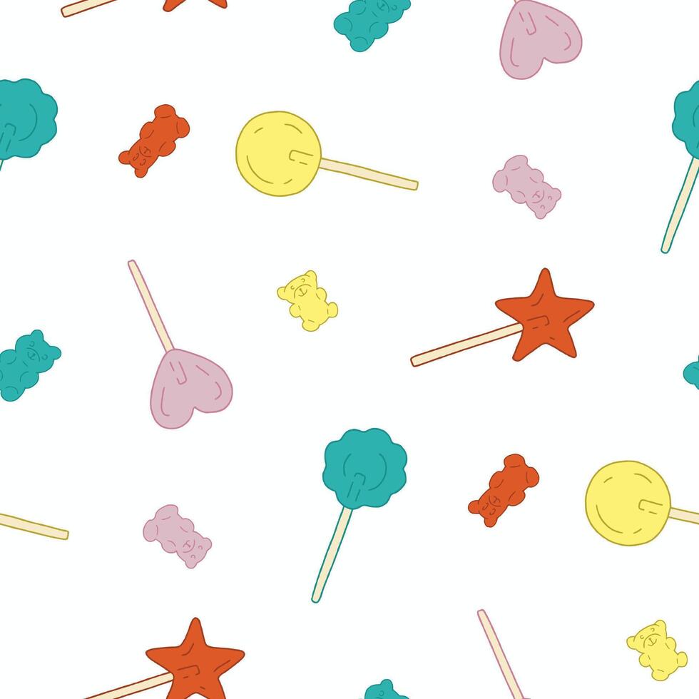 Lollipop Gummy Bear Seamless Pattern illustration Design vector