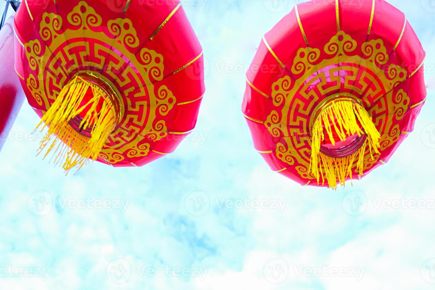 Chinese red lantern in the night of Chinese New Year of happiness photo