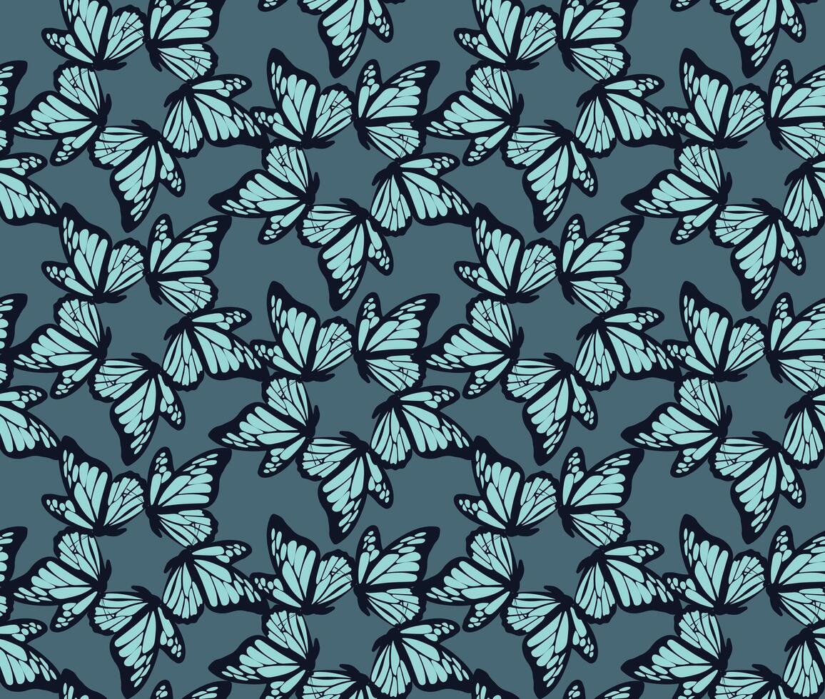 Blue Butterfly Repeat Pattern Background vector