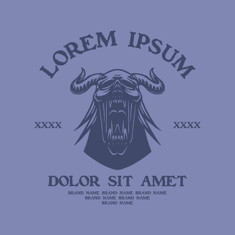 retro silhouette emblem of horned devil head vector