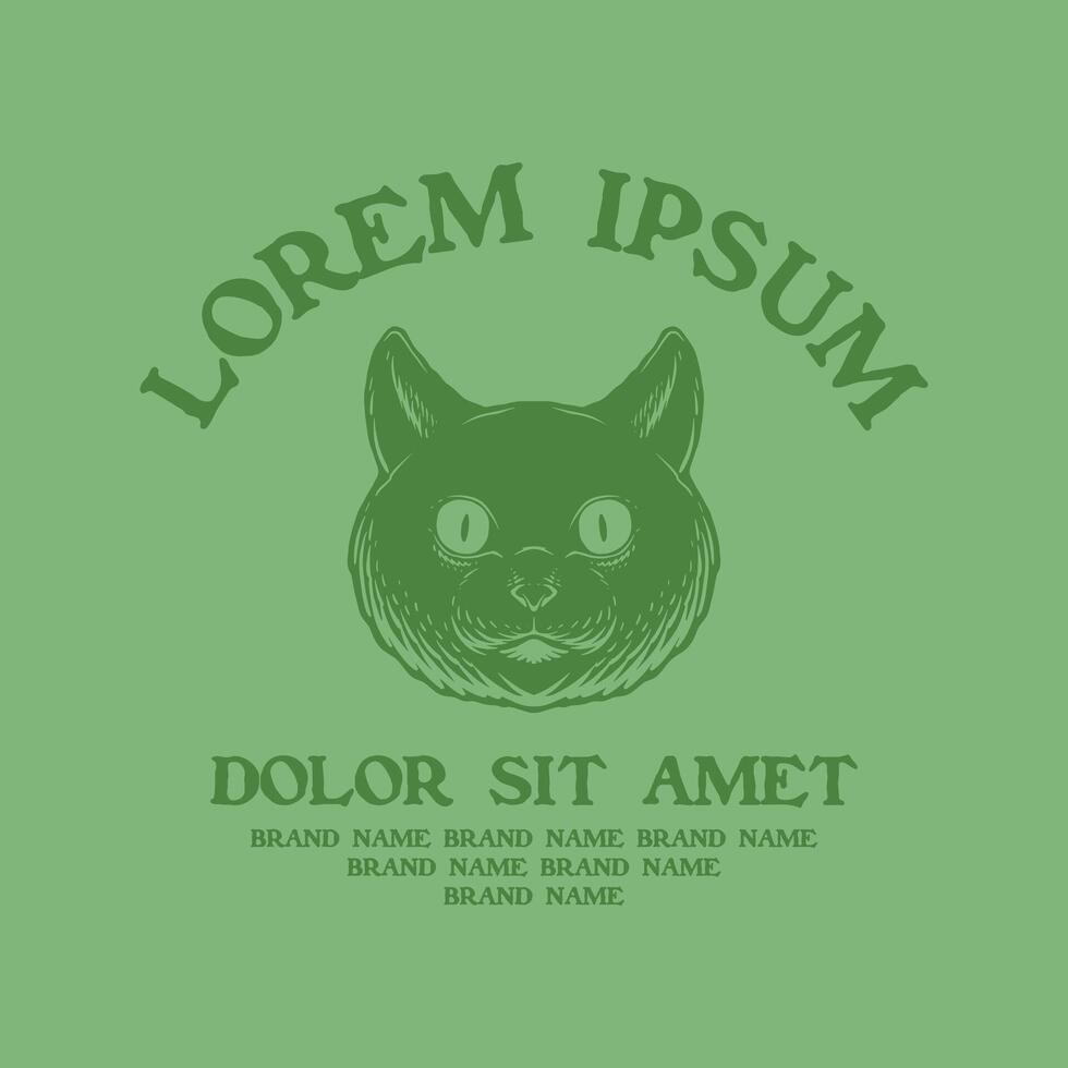 retro silhouette emblem of spooky cat head vector