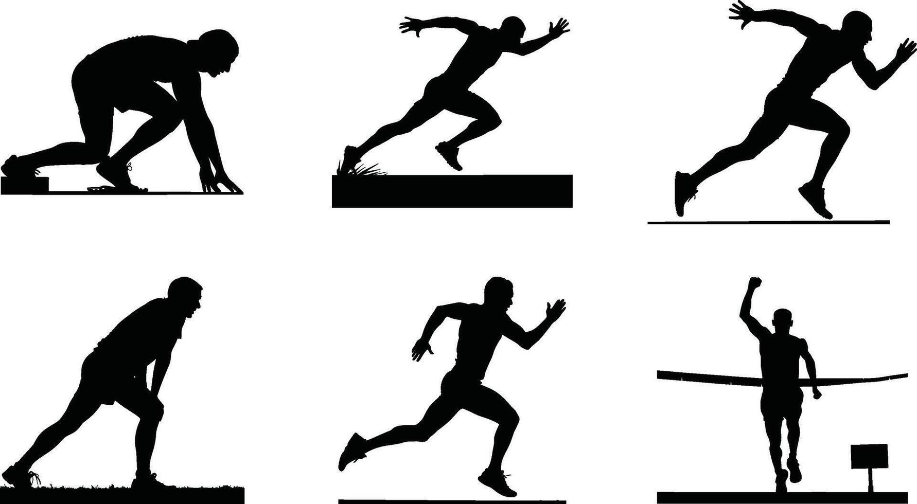 Runner Silhouette Front. Sprint Training Silhouette Pack vector