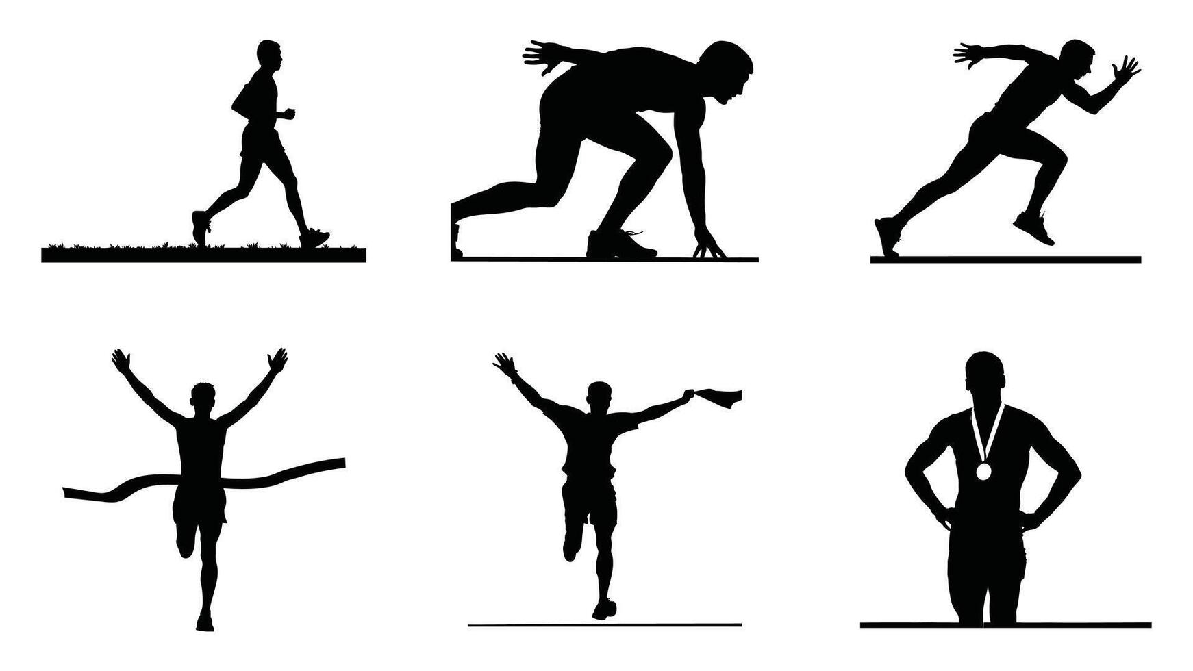 Runner Silhouette Front. Marathon Journey Silhouette Pack vector