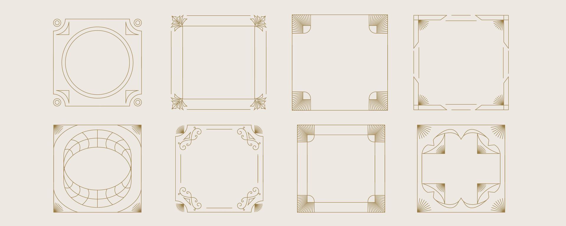 Vintage deco frame and border. Abstract decoration for square design vector