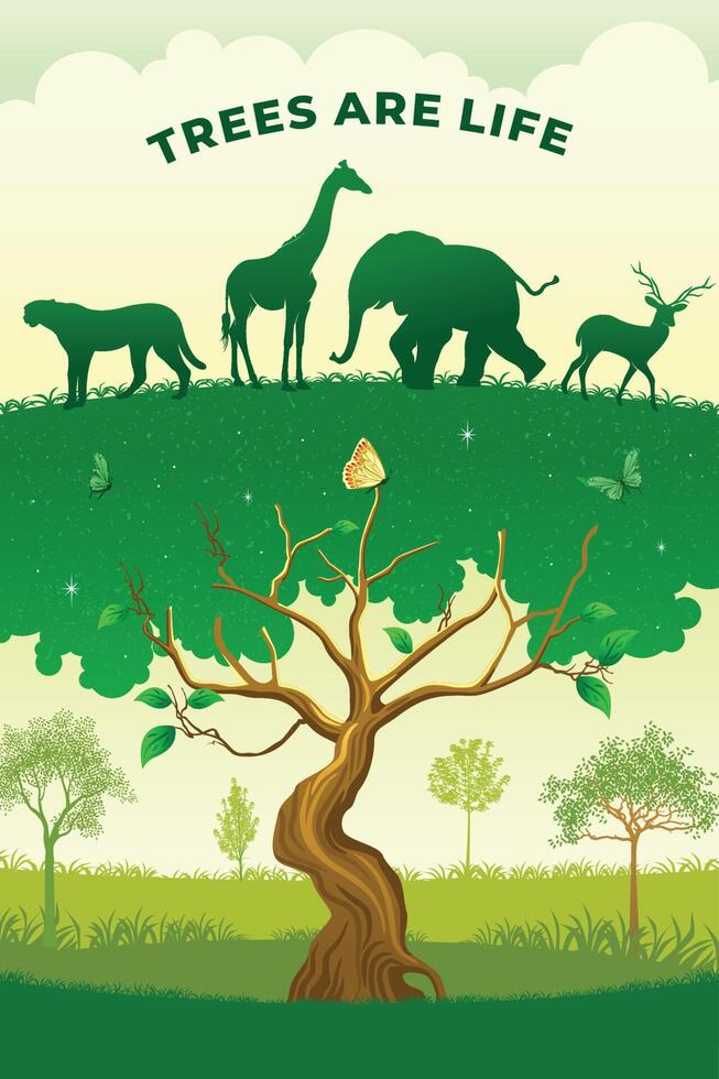 Animal Day. March 3. Important day. Wild animals silhouette. Green planet . Planet Earth with fauna and flora . Environmental concept . Wildlife Day Poster vector