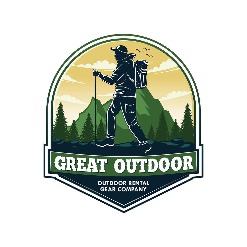 Mountain Outdor Adventure Vintage Logo design vector