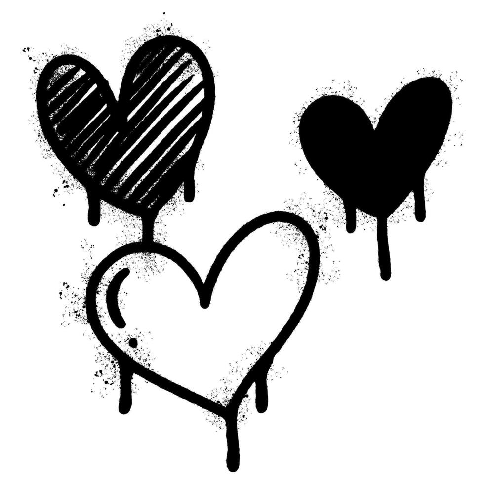 Spray Painted Graffiti heart icon Sprayed isolated with a white background. graffiti love icon with over spray in black over white. vector
