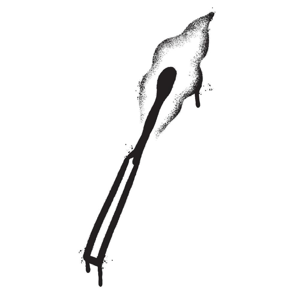 Spray Painted Graffiti Burning match isolated on white background. vector