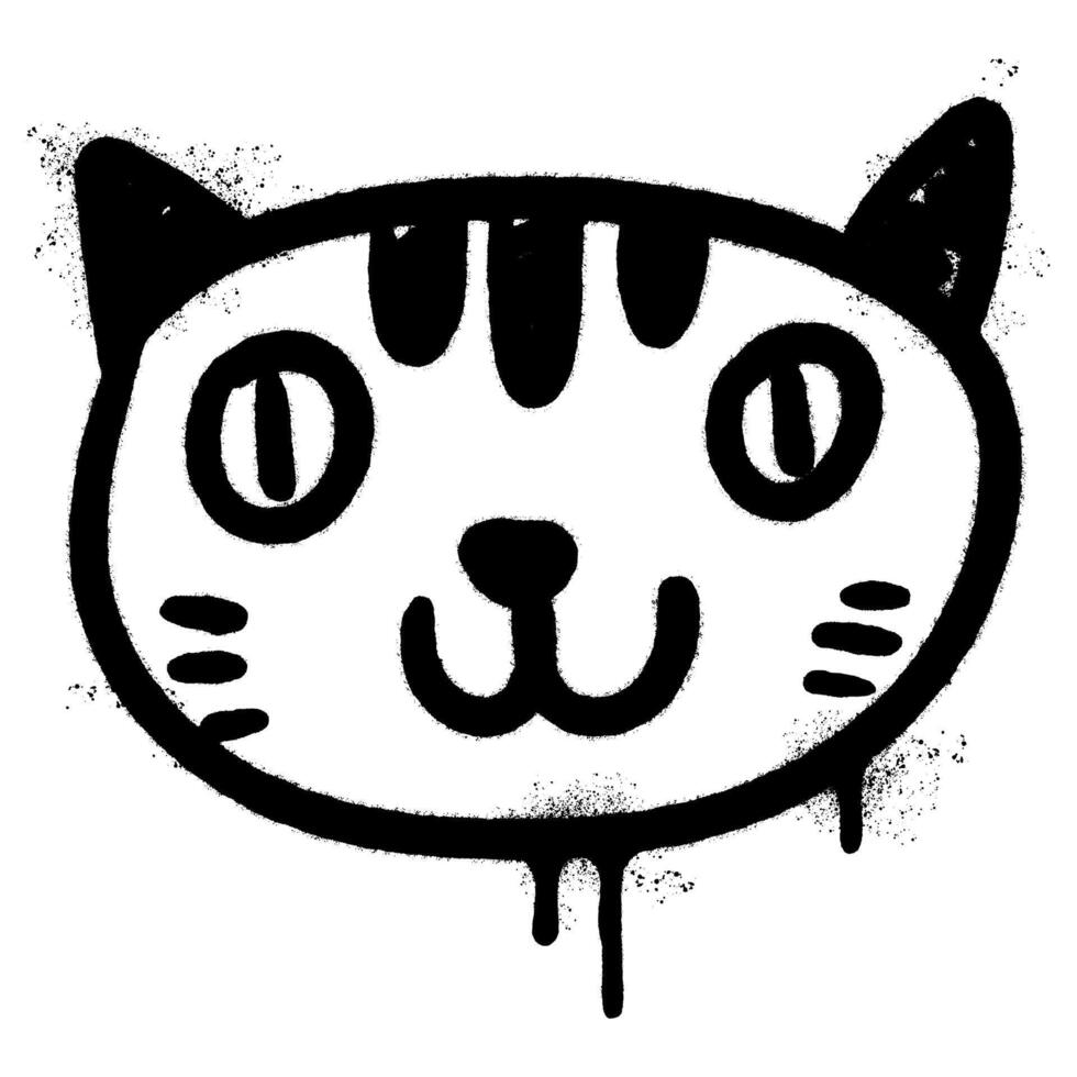 Spray Painted Graffiti Cat icon Word Sprayed isolated with a white background. graffiti Kitty sign with over spray in black over white. vector