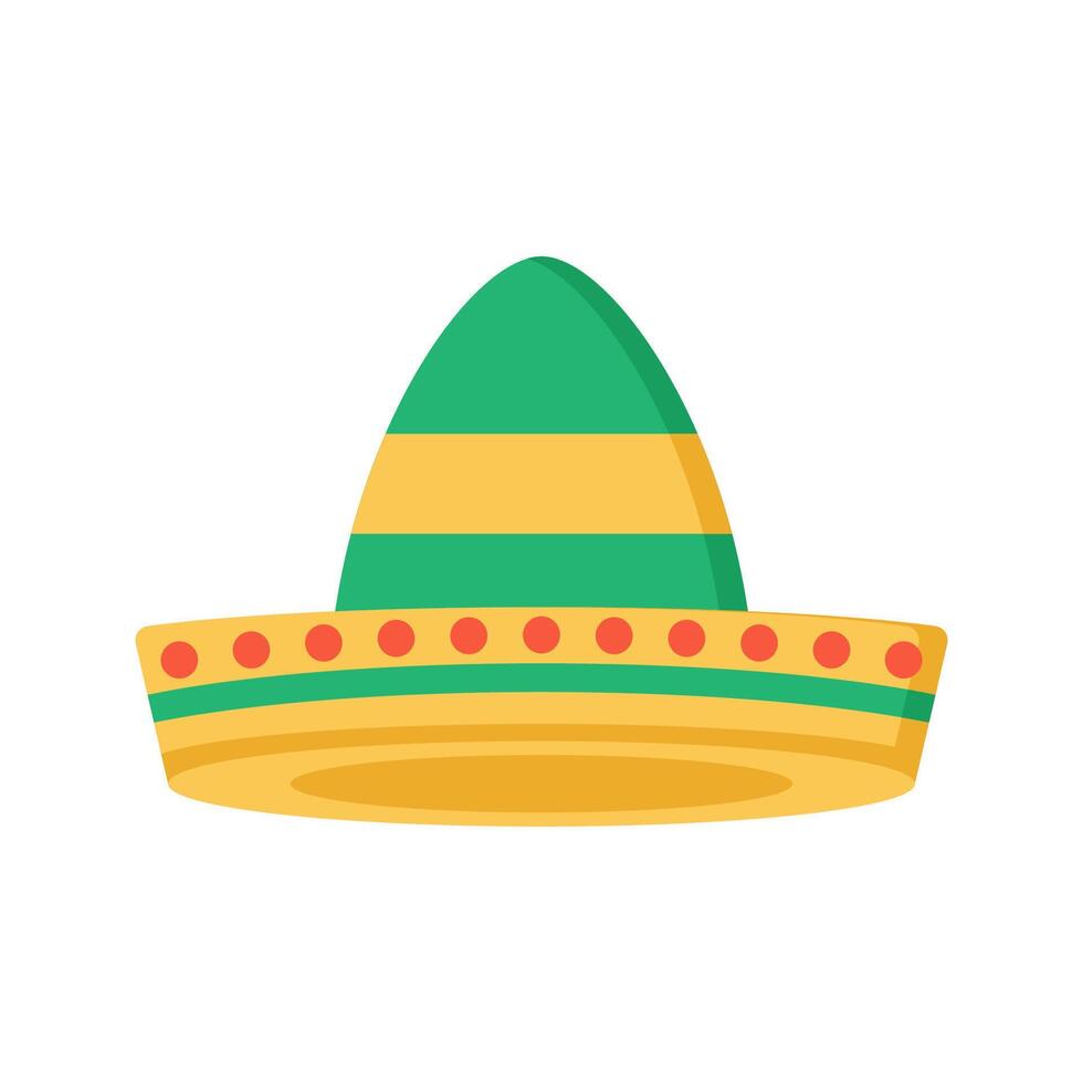 Sombrero Icon Illustration with bright color palette in flat design style. Perfect for Mexican-themed designs or celebrations vector