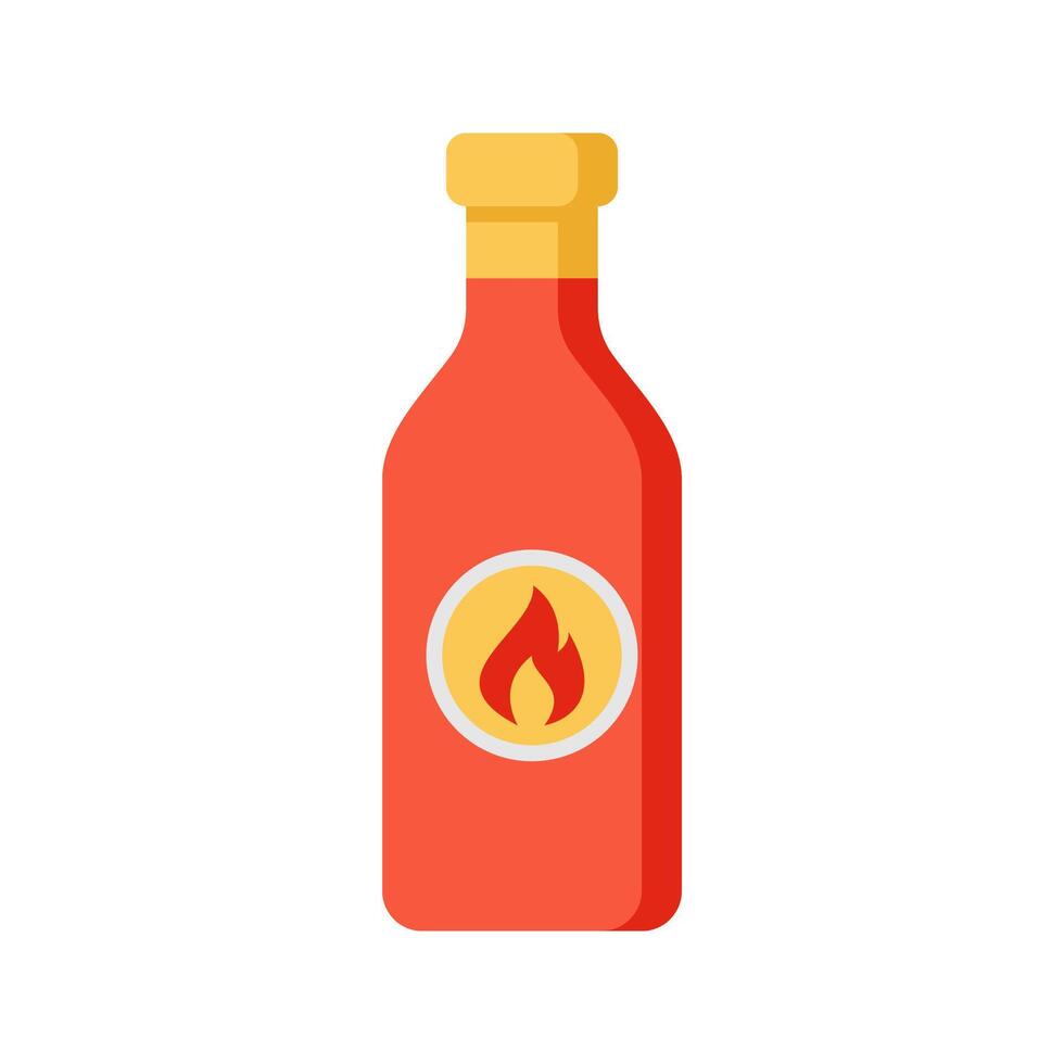 Hot Sauce Bottle Icon Illustration with bright color palette in flat design style. Perfect for Mexican-themed designs or celebrations vector