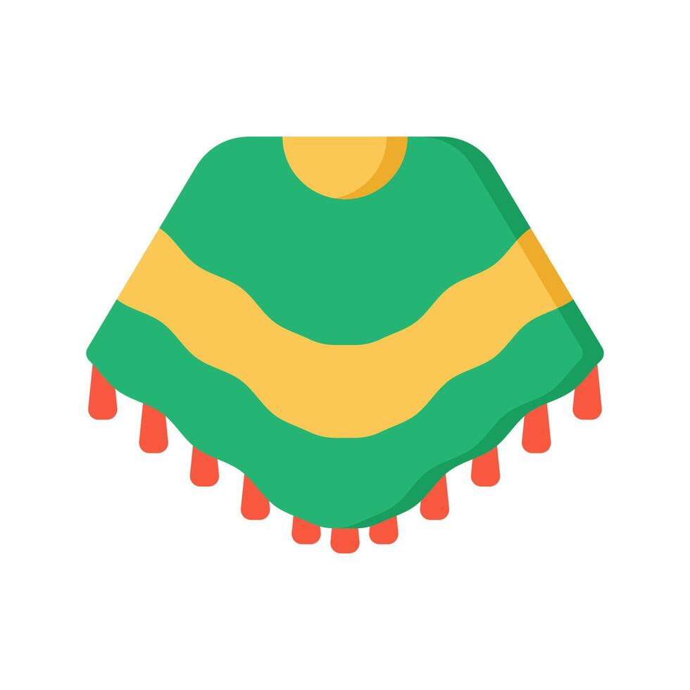 Poncho Icon Illustration with bright color palette in flat design style. Perfect for Mexican-themed designs or celebrations vector