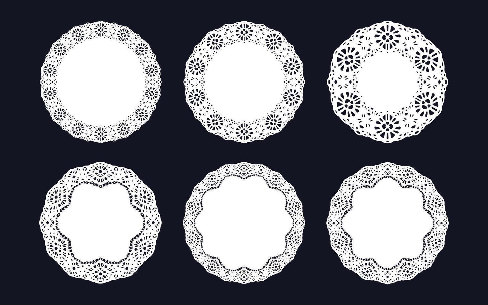 Lace Paper Cut Round Frame Decor Design Bundle vector