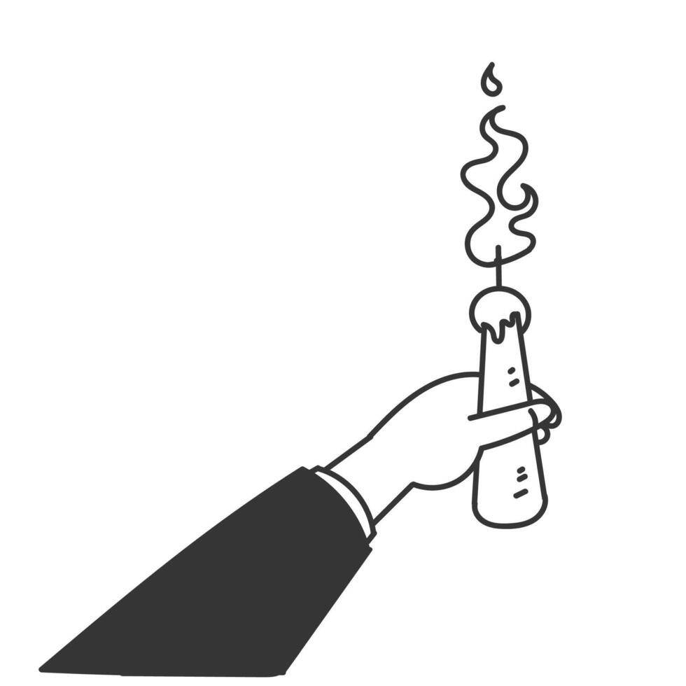 a hand holding a lit matchstick with a flame coming out of it vector