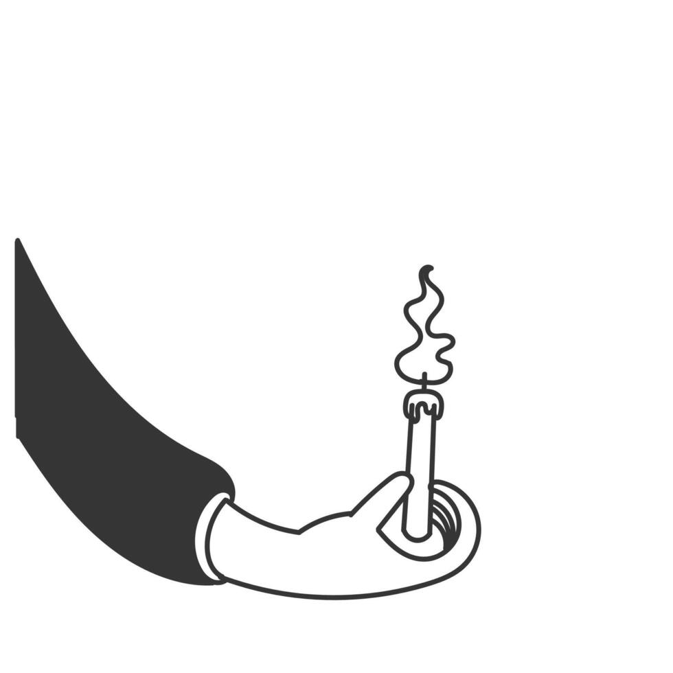 a hand holding a lit candle in its hand vector