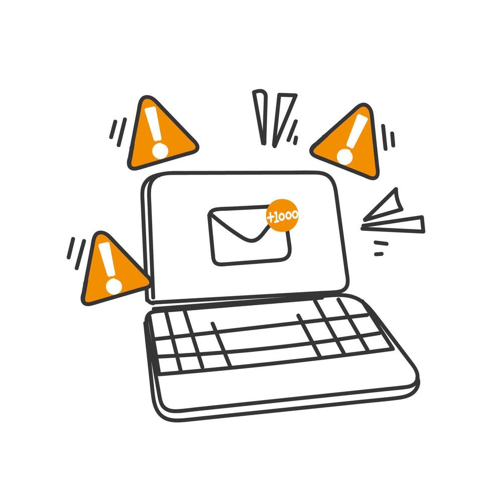 an illustration of a laptop with an email spam icon vector