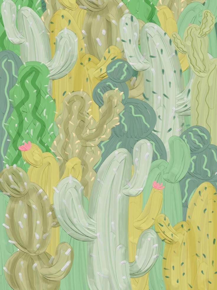 Hand-Drawn Cactus Background in a Modern and Artistic Style vector