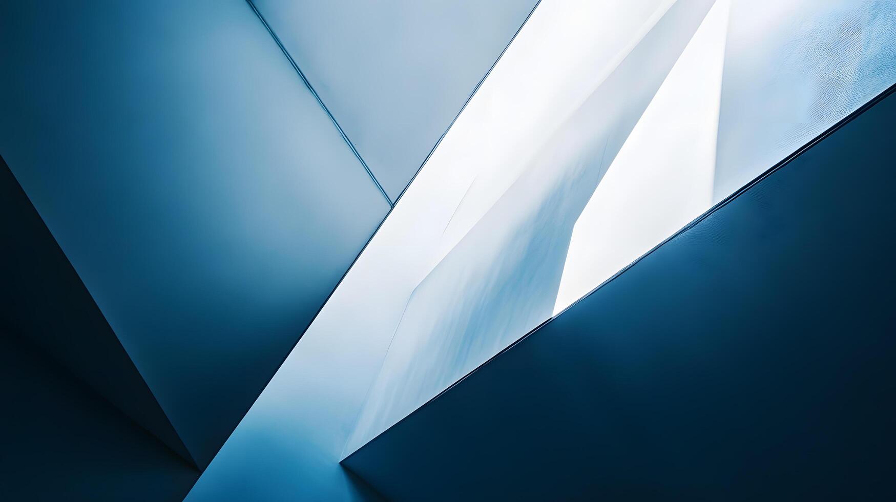 A blue and white abstract painting with a blue triangle in the middle photo