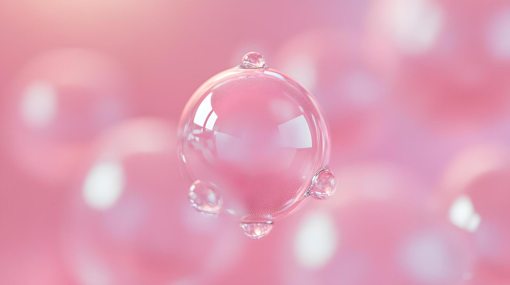 A close up of a pink bubble with a clear center photo