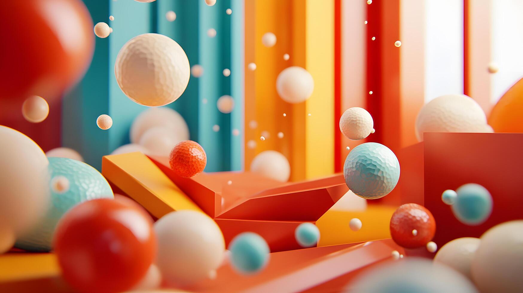 A colorful room with many balls of different sizes and colors photo