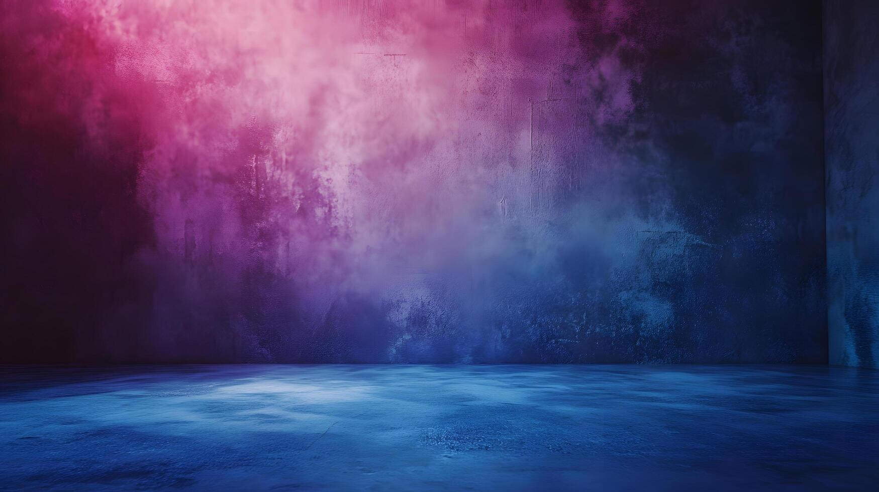 A blue and purple room with a wall of smoke photo