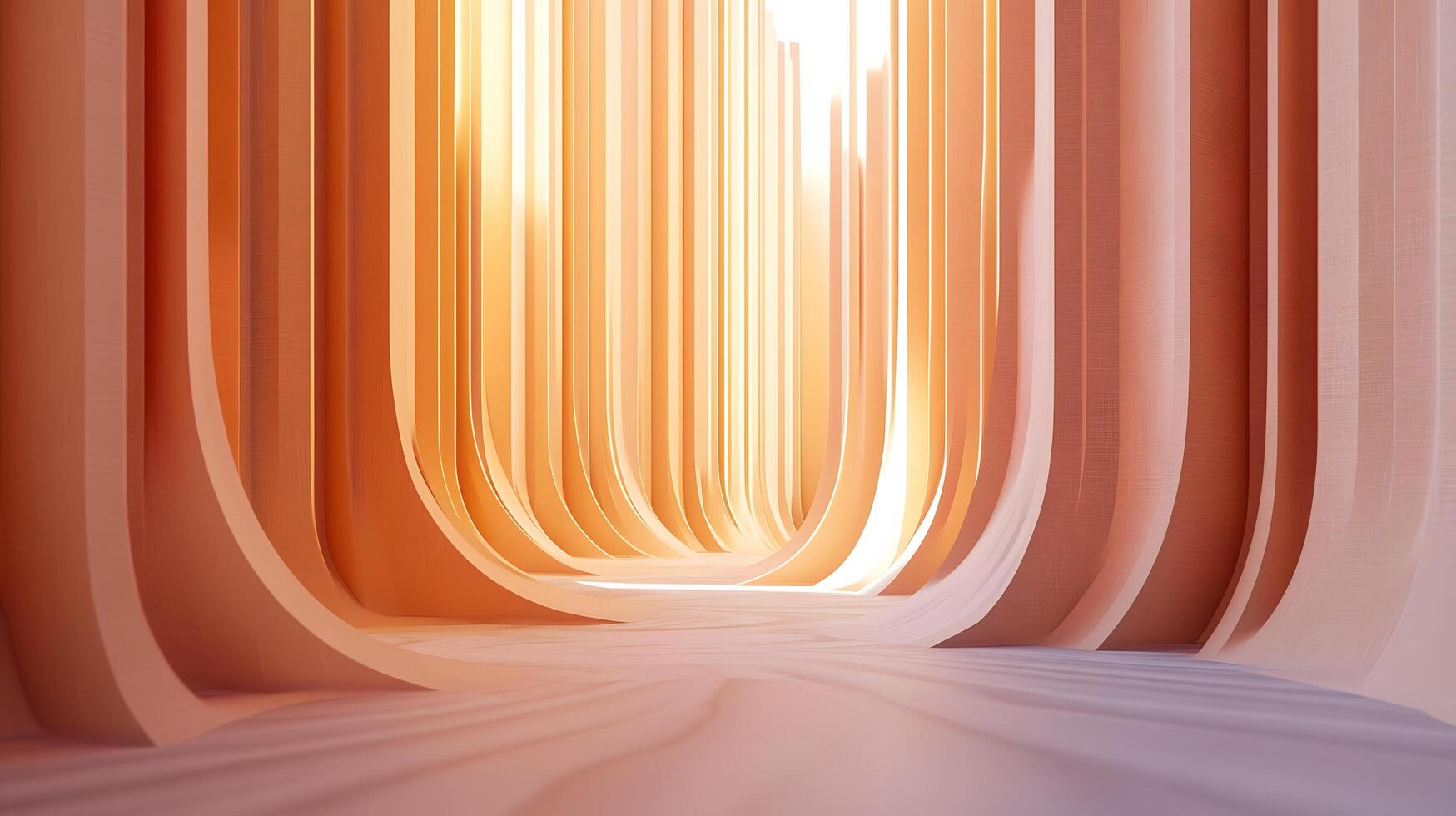 A long, narrow hallway with a lot of wood and a lot of light photo