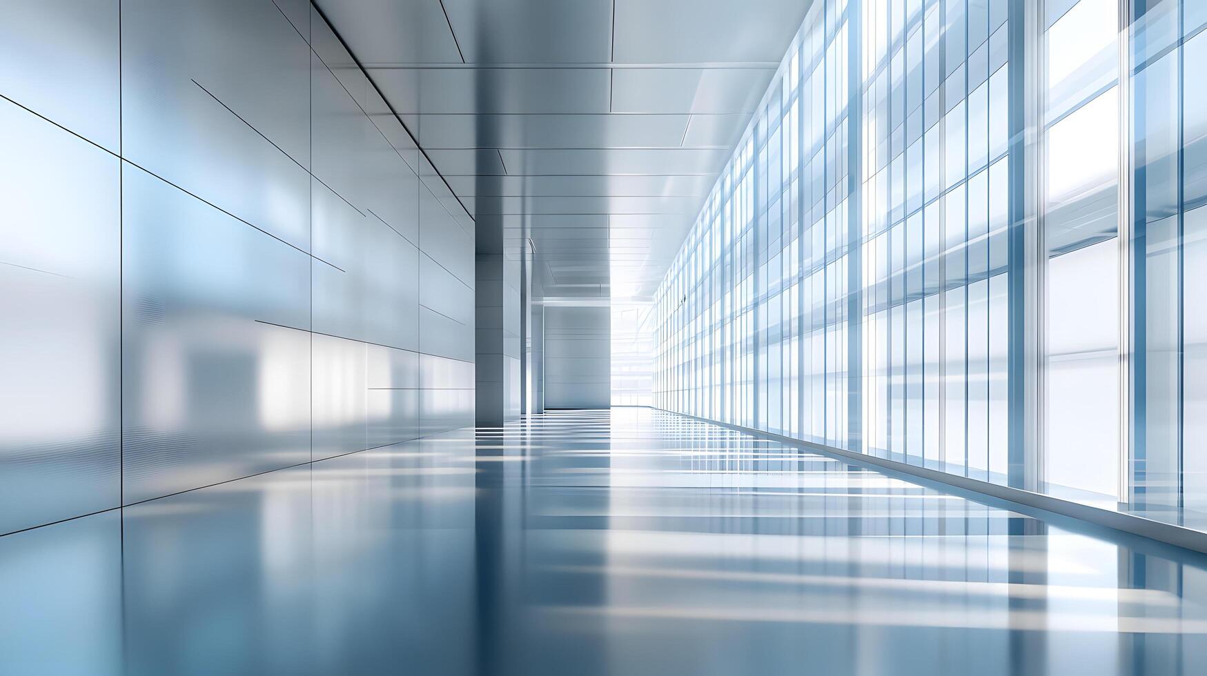 A large, empty room with a lot of windows photo