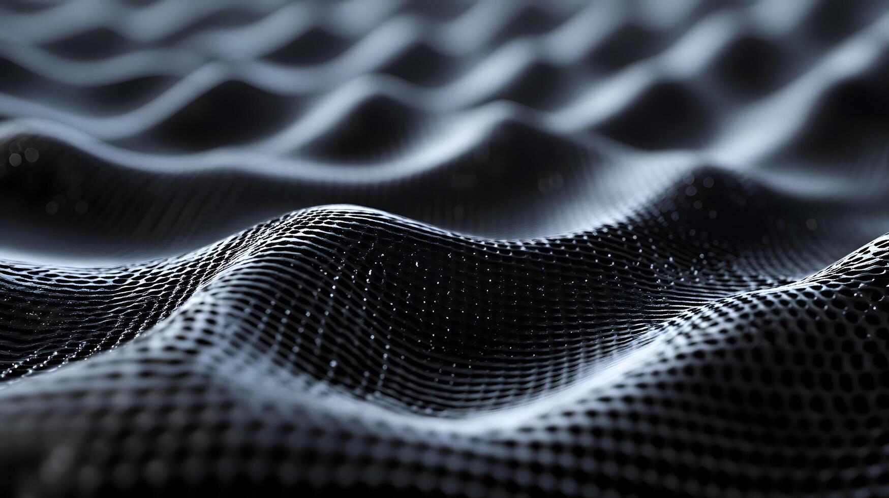 A black and white image of a wave with a lot of dots photo