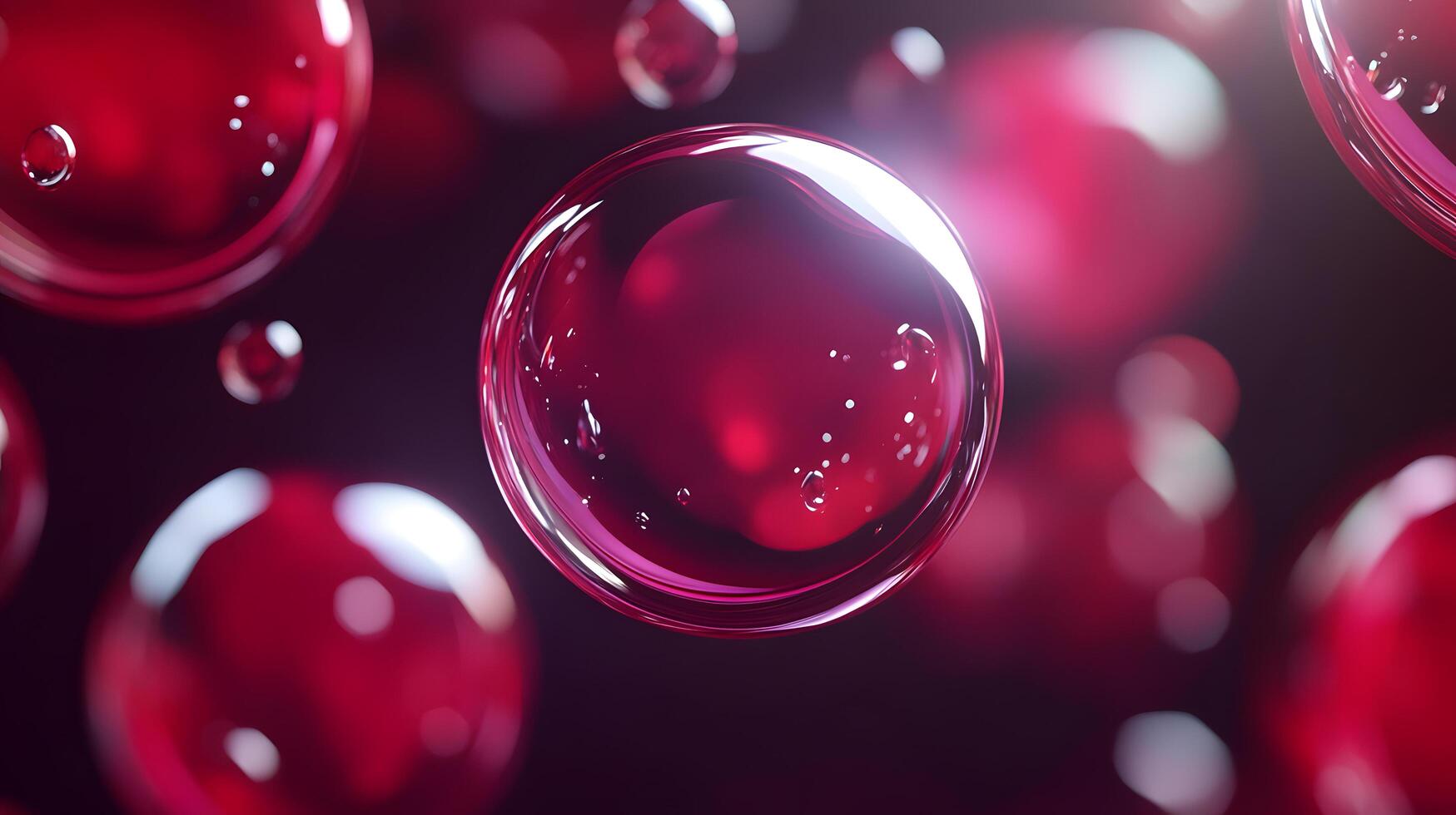 A close up of a red bubble with a blurry background photo