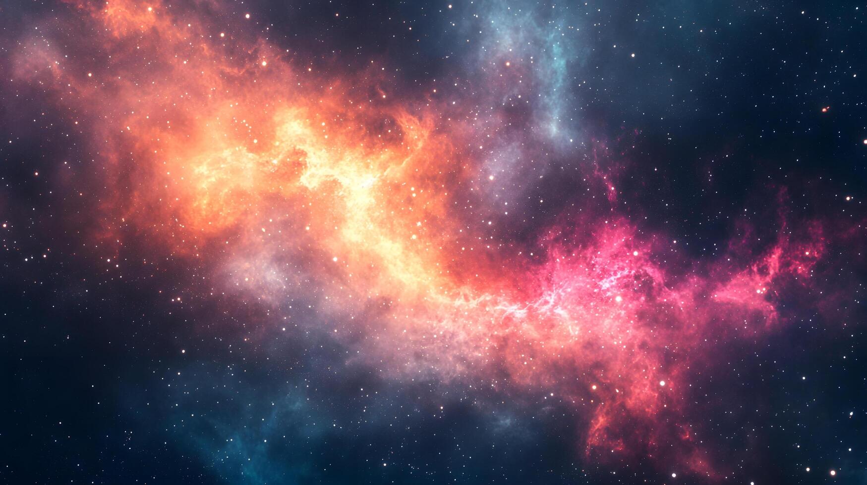 A colorful galaxy with orange, pink, and blue stars photo