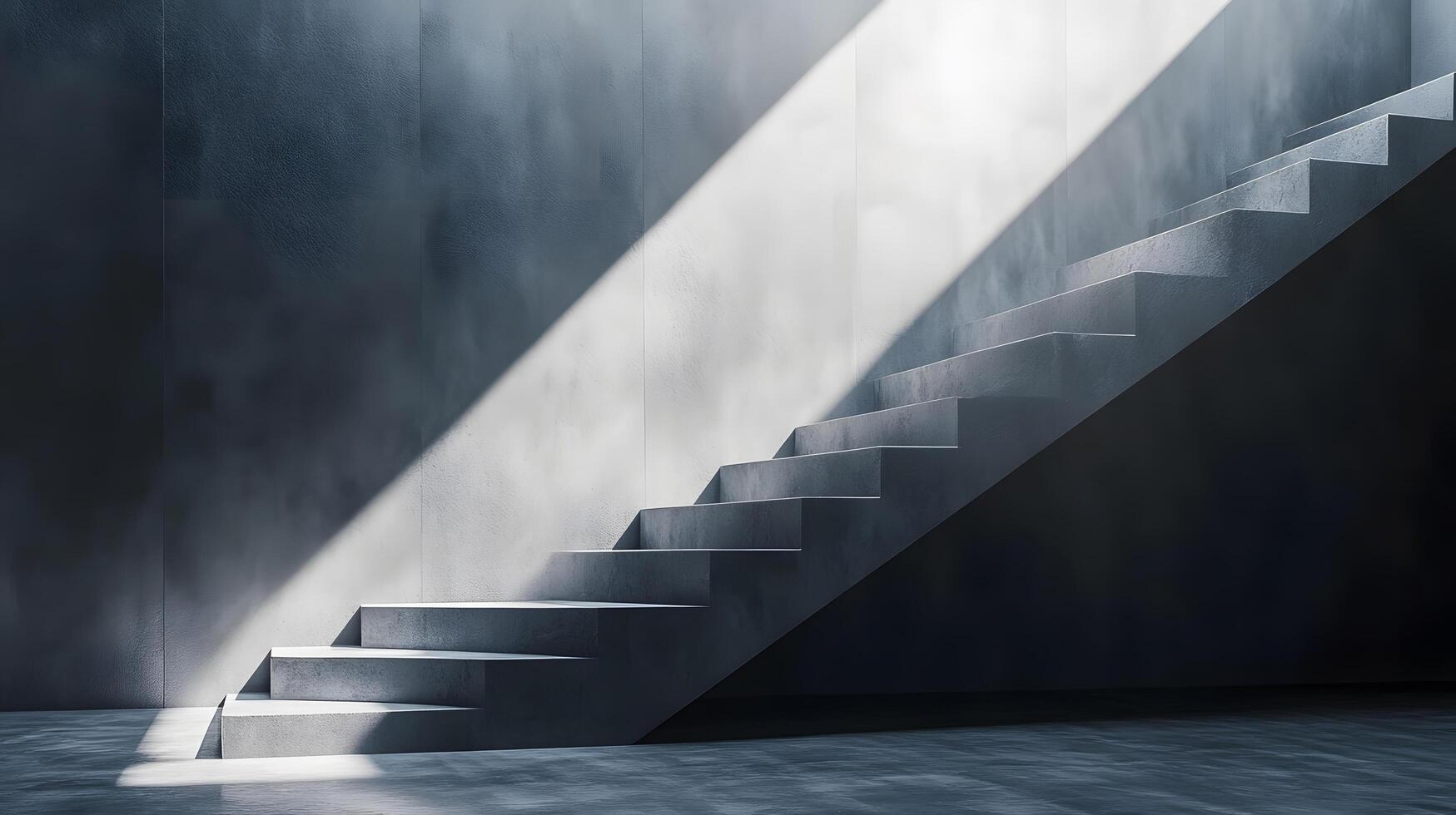 A staircase is lit up by the sun, creating a sense of depth and dimension photo