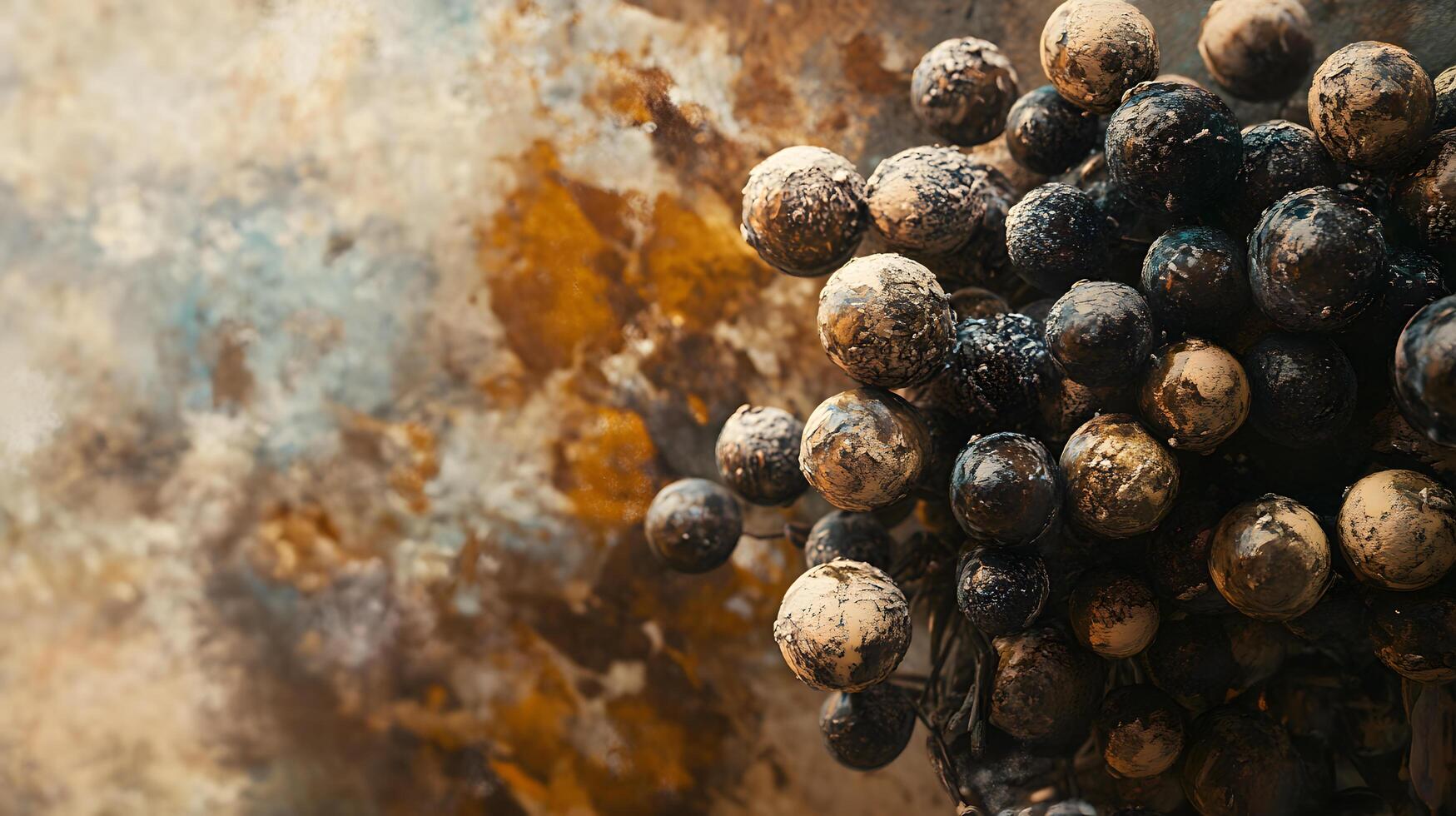 A bunch of small brown and black balls are piled on top of each other photo