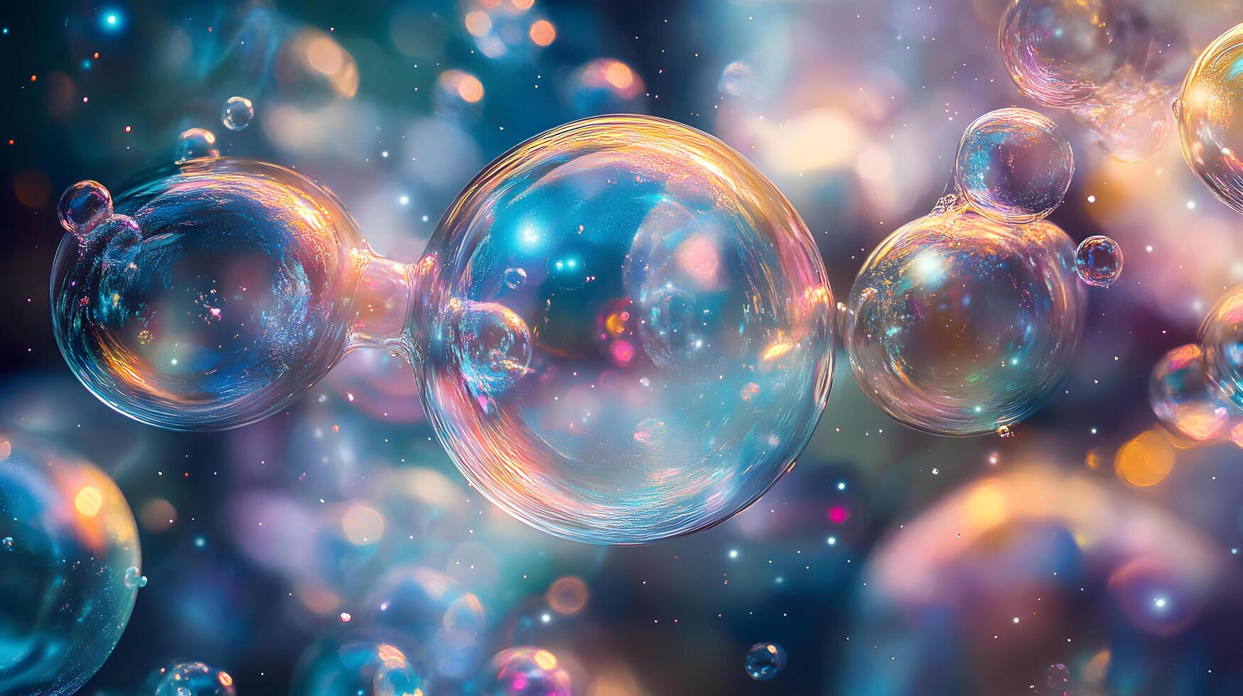 A colorful image of bubbles floating in the air photo