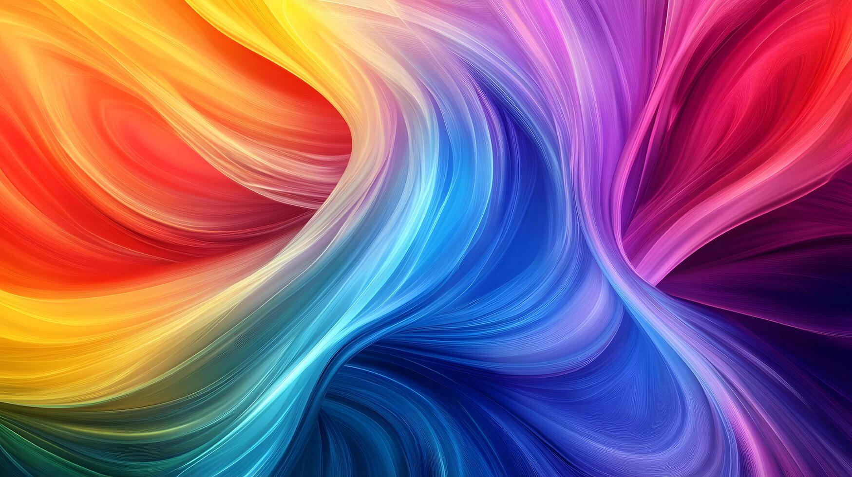 A colorful, abstract painting with a rainbow swirl photo