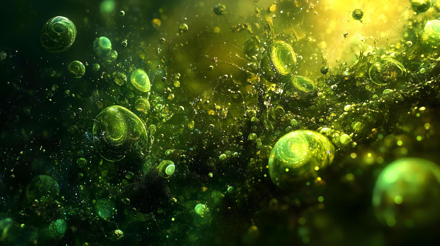 A green background with many small green spheres photo
