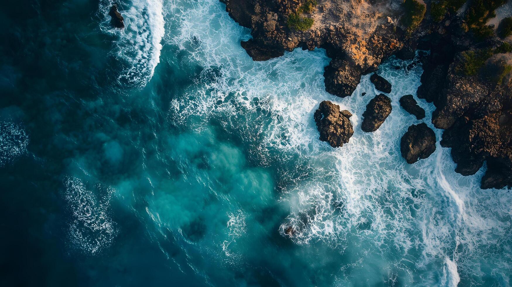 The ocean is calm and the waves are small photo