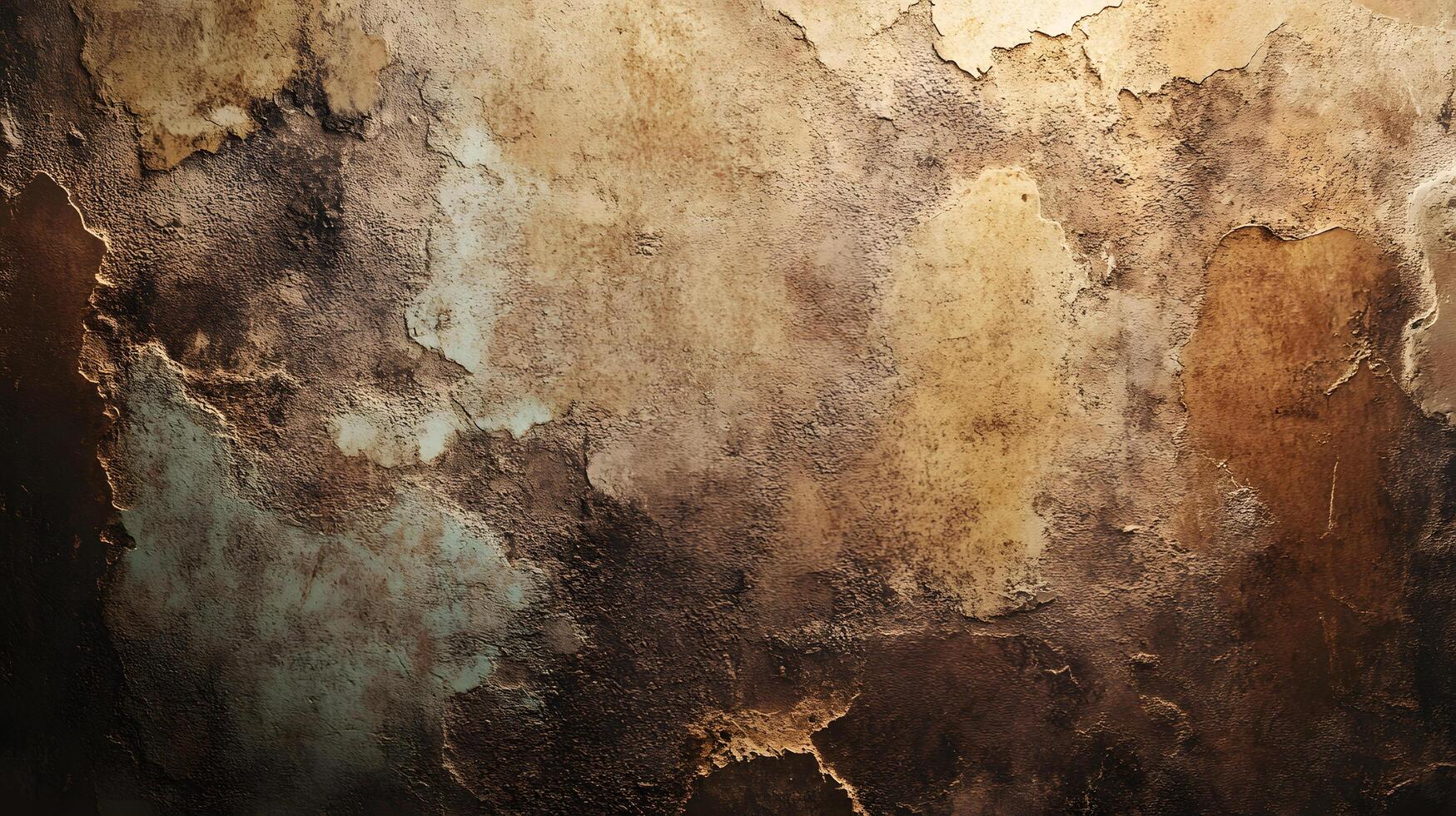A painting of a wall with a lot of texture and a lot of brown and blue photo
