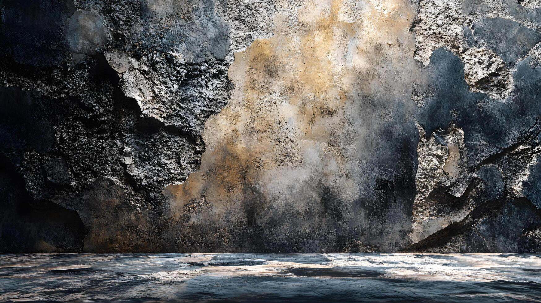 A large rock wall with a lot of texture and a lot of white and brown colors photo