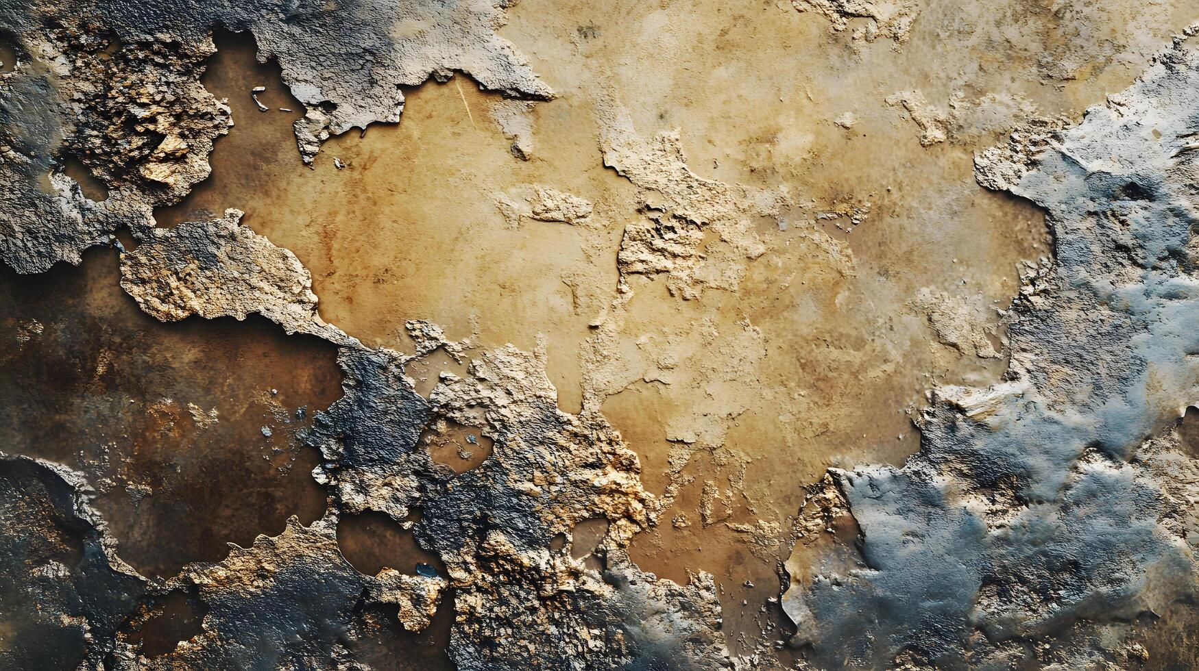 A wall with a lot of cracks and peeling paint photo