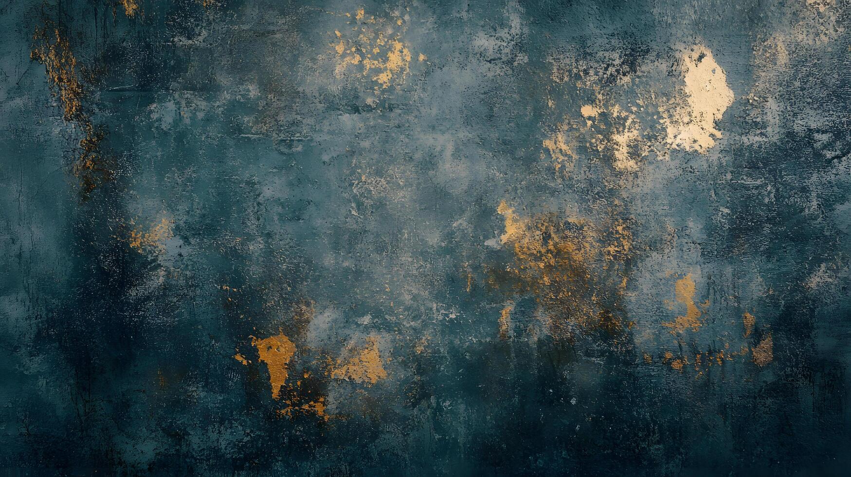 A blurry, grainy image of a wall with a blue background and orange splatters photo
